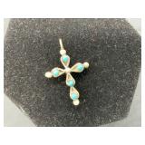 Native American Style Silver Inlay Cross