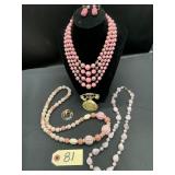 Vintage Pink Bead Jewelry Collection
