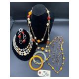 Costume Jewelry Necklace & Bangle Set