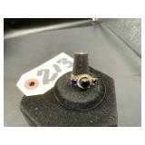 Blue Stone Three-Stone Statement Ring