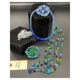 Vintage Blue and Green Costume Jewelry