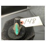 Sterling Silver Turquoise Navette Ring