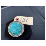 Mexican Sterling & Turquoise Pin/Pendant