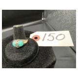 Sterling Silver Turquoise Scroll Ring