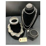 Modernist Silver Tone Jewelry Collection