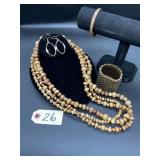 Beaded Necklace & Two Bracelet Set