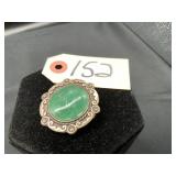 Taxco Sterling Silver Green Stone Brooch