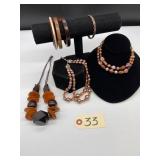 Assorted Jewelry: Wood, Pearl, & Metals