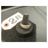 Engraved Shield Motif Silver Tone Ring