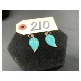 Mexican Sterling Turquoise Leaf Pendants
