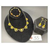 Vintage Amber Tone Jewelry Set