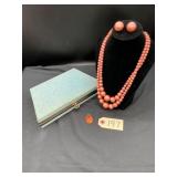 Vintage Peach Bead Jewelry Set