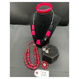 Vintage Pink and Berry Red Jewelry Lot