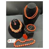 Assorted Orange, Peach and Beaded Jewelry