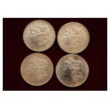 4 Morgan Silver Dollars, 1900, 1900-O, 2- 1904 O