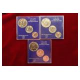 3 Bicentennial Coin sets gold wash