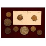 9 Pcs. Coin Lot - Large & Half, Eagle, Franklin HD