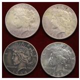 4pc Peace Dollar Lot (2) 1928, 1934, 1935
