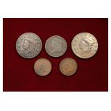 1828 Half Cent, 1822 & 1831 Large Cent,