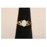 10kt yellow gold Opal & Diamond Ring featuring