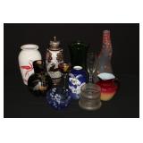 Group of glass vases, art glass, etc