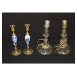 Pair of Vintage Lamps, brass & porcelain