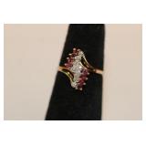 10kt yellow gold Ruby and Diamond Ring with 8