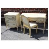 3 pc. Vintage French Provincal Vainty, Chair &