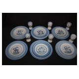 24pcs M. A. Hadley Pottery Dishes; 6 placements