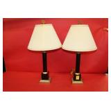 Pair of Column Shaped Lamps w/ chinese