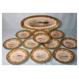 Set of 12 Limoges France Fish Plates; (1) Platter