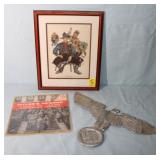 3 pc. German WW2 Lot : Thrid Reich Railroad Eagle,
