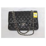 Chanel Black Caviar Classic Flap Handbag