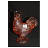 Pink Glass Rooster on nest