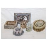 6pc Carved Soapstone Trinket Box, incense