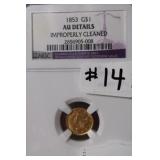 1953 $1 Dollar US Gold Coin AU details improperly