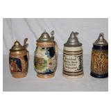 Group of 4 Lidded Beer Steins tallest 8';