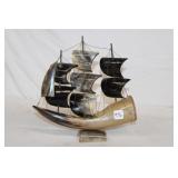 Handmade Cow Horn Ship 11.5' tall