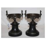 2pc 8.5' tall 19th Century French Bronze & Black