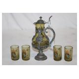 6.5' tall yellow glass Claret Jug Decanter