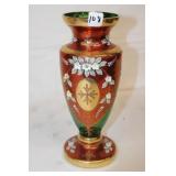 12' tall Bohemian painted Green Vase