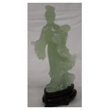 Carved Jade Lady Figure holding a lamb on