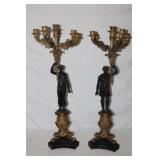 Pair of 27.5' tall Bronze Figural Candelabras