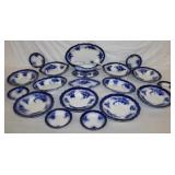 19pc English Flow Blue China 'Touraine'