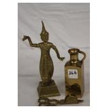 3pc Brass lot; cruet, 8' Thai Dancer, Candle