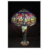 Tiffany Style Dragon Fly Lamp 17' diameter, 28'