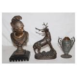 3pc Spelter Stag, Metal Statue 11' tall,