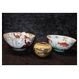3pc Chinese Bowls w/ monkey decor