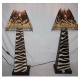 2 Vintage African Porcupine Quill Lampshades