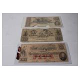 3 -1863 Obsolete currency;  $5 Raleigh, NC, $10 Ca